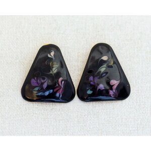 Vintage Abstract Black Geometric Triangular Clip On Earrings - D1